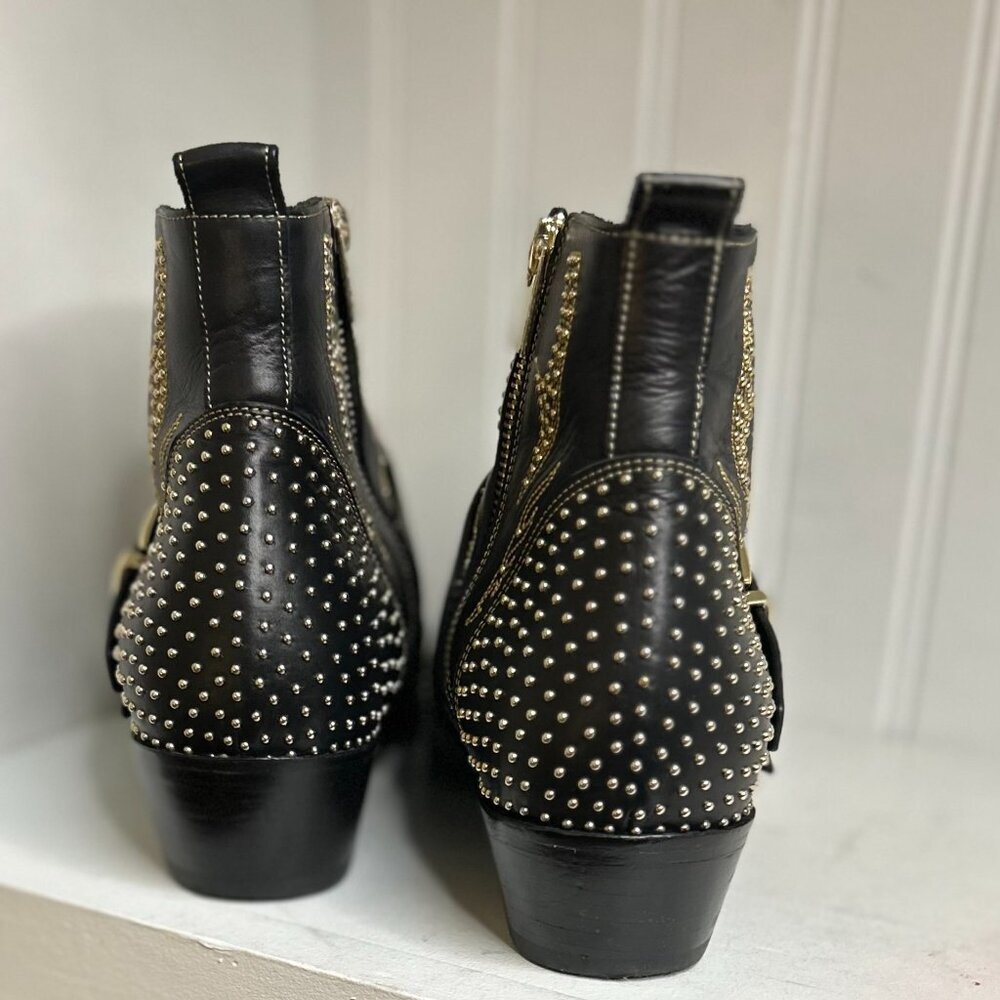 Anine Bing Leather Studded Accents Moto Boots Size 8 - Picture 3 of 8